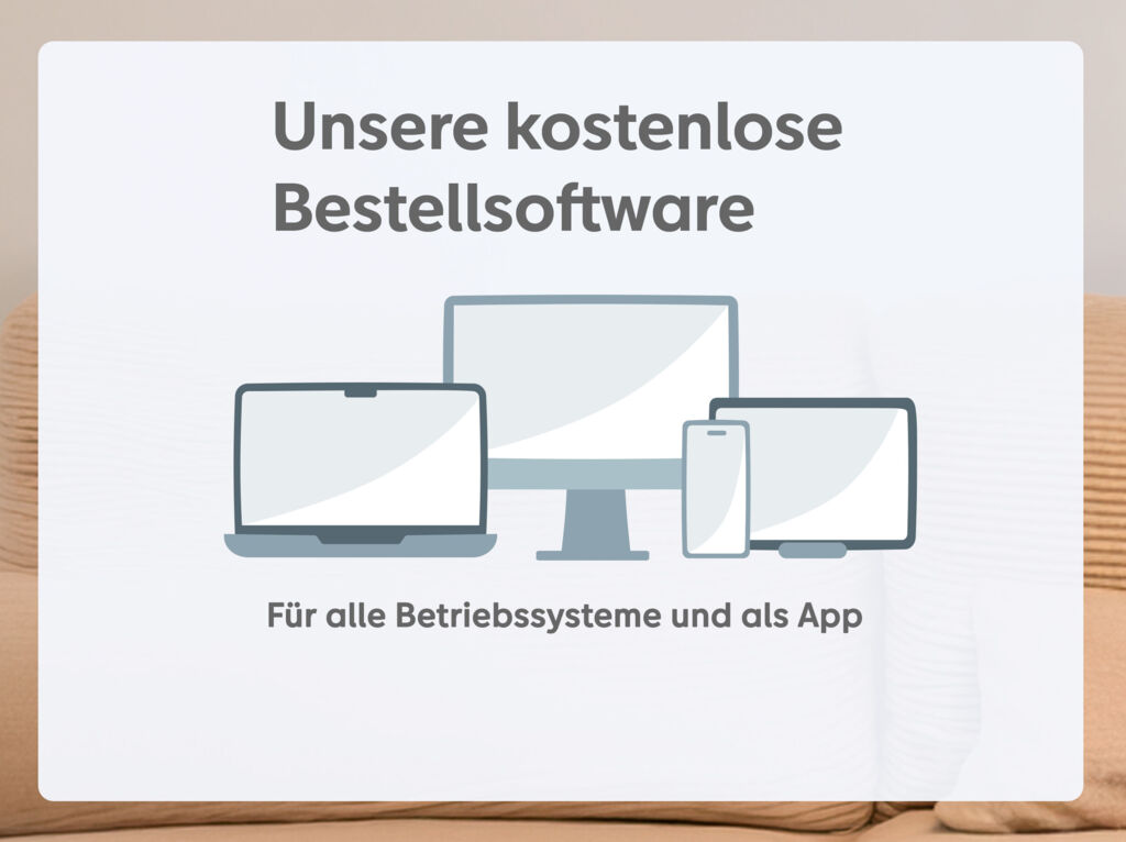 Grafik zeigt die kostenlose Bestellsoftware von CEWE für alle Geräte.