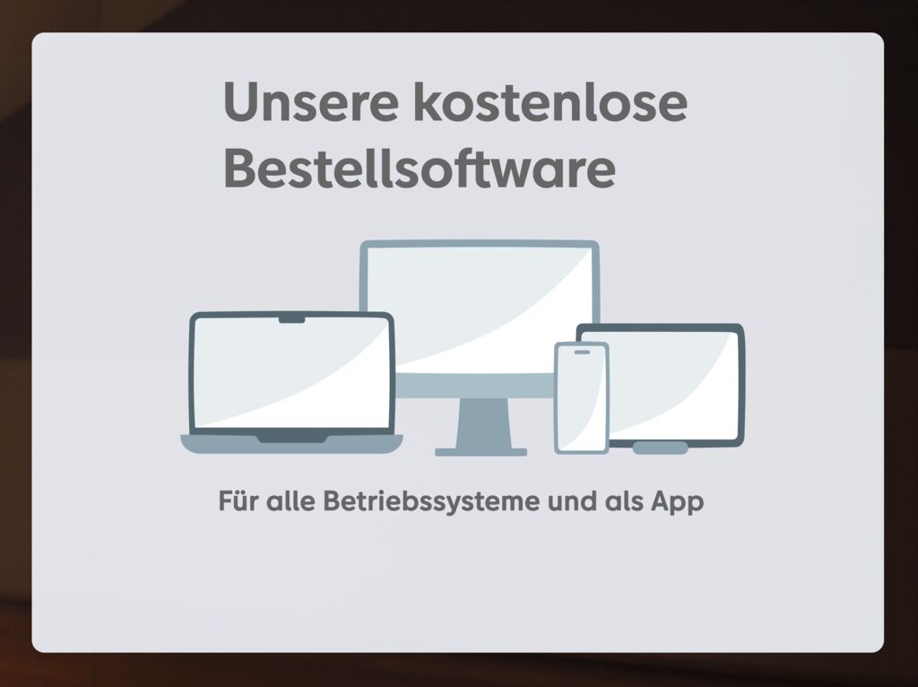 Grafik zeigt die kostenlose Bestellsoftware von Hartlauer für alle Geräte.