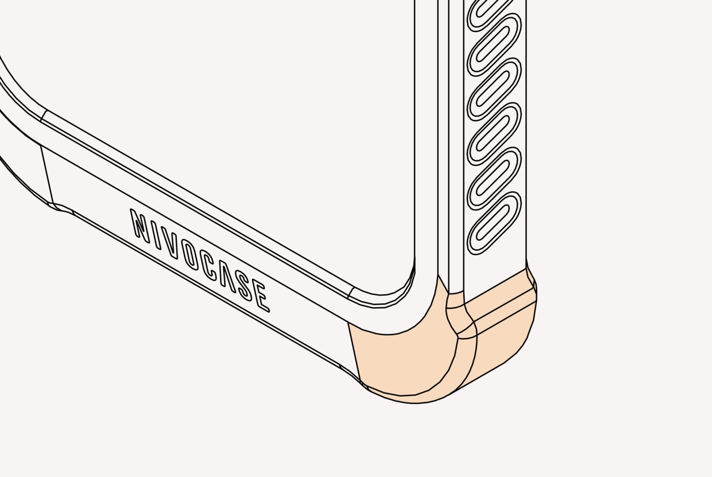 Illustration der verstärkte Kanten der Handyhülle für erhöhte Stoßfestigkeit