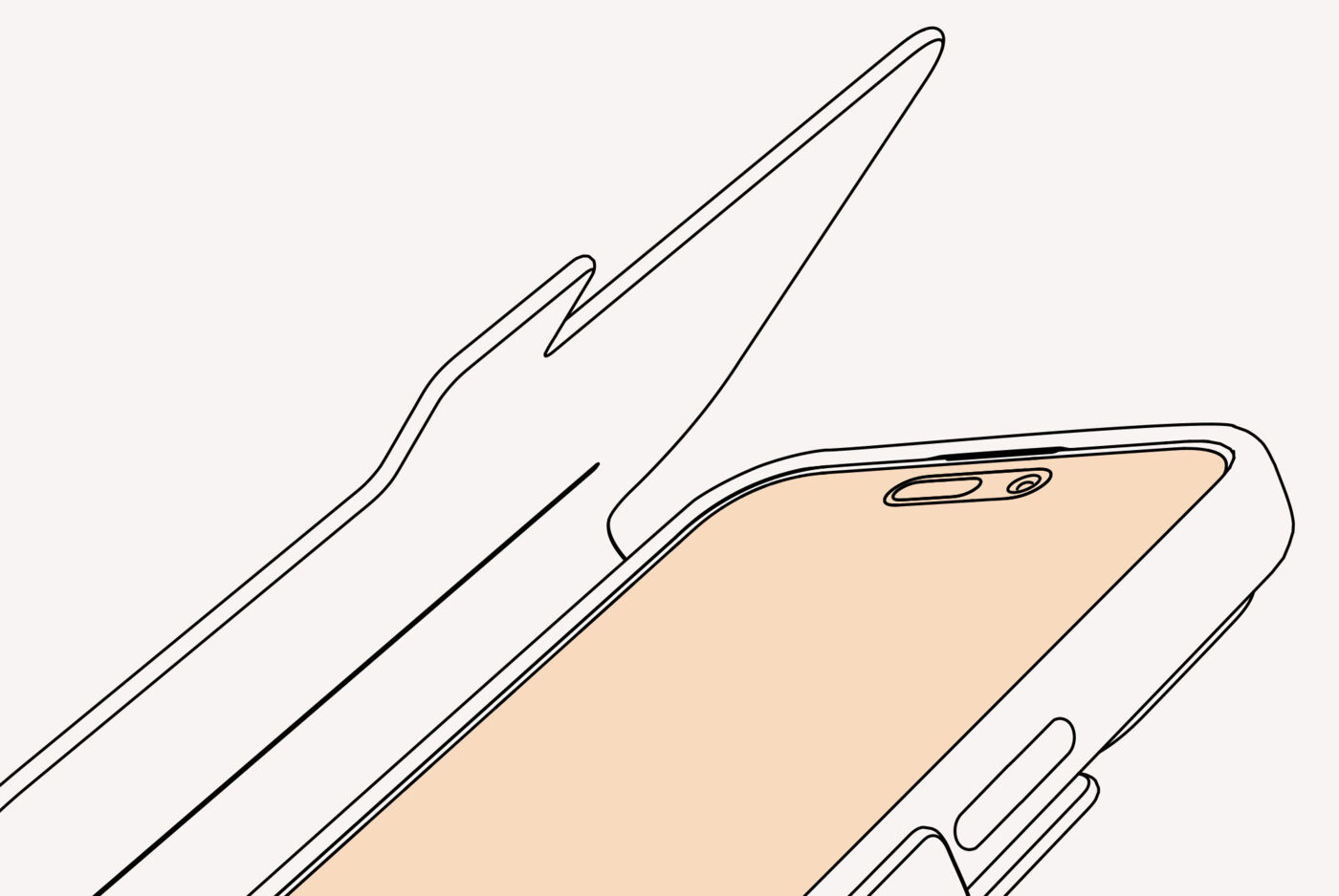Illustration des Schutzt vor Display-Kratzern des Smartflip-Cases