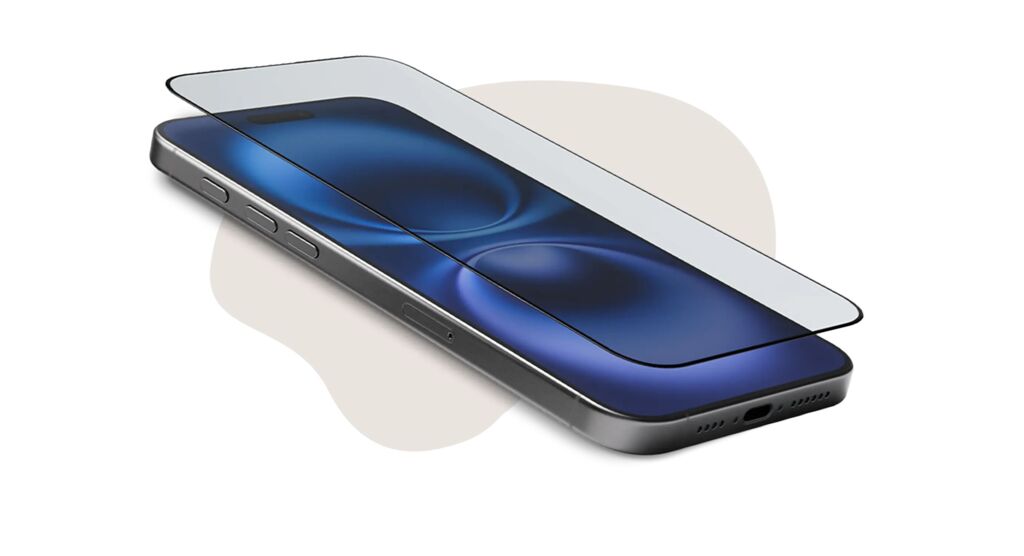 Ein modernes Smartphone mit einem dünnen Schutzglas.